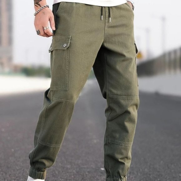 Army Green Mens Cargo Jeans